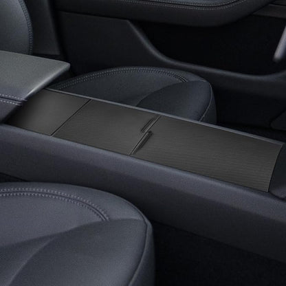 NVCNX Hard Rigid Real Carbon Fiber for Tesla New Model 3/Y Highland 2024-2026 for Juniper 2025 2026 Accessories Center Console Cup Holder Organizer Panel Cover Interior Trim 3PCs - Matte Carbon