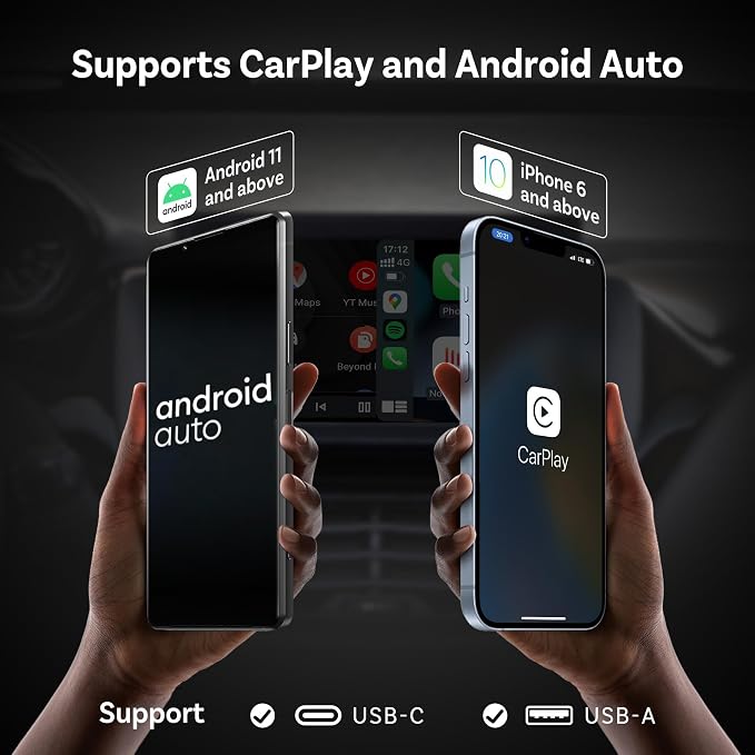 OTTOCAST Mini Dongle Wireless CarPlay Adapter for iPhone & Android Auto Adapter 2-in-1 Convert Wired to Wireless Apple Car Play, Plug & Play, USB-C, Low Latency (2016+ Cars, iOS 10+/Android 11+)
