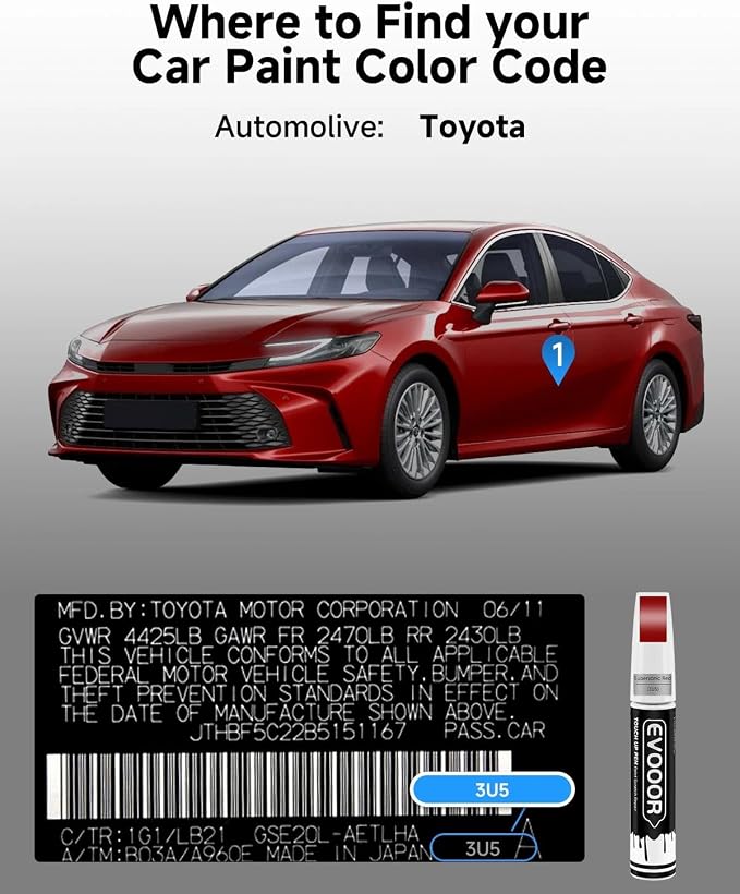 Touch Up Paint Compatible with Toyota Exact Match 2 in 1 Touch up Paint for Chips and Nicks Repair (Supersonic Red(3U5))