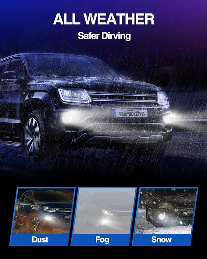 Marsauto H11 H8 H16 LED Fog Light Bulbs, 6000k Xenon White, Superior Bright CSP Chips 360-degree Illumination DRL, Halogen Bulbs Replacement for Cars,Trucks, Side Marker & Parking Light Combos
