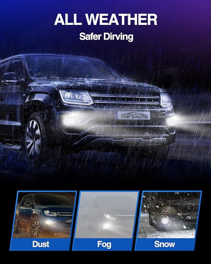 Marsauto H11 H8 H16 LED Fog Light Bulbs, 6000k Xenon White, Superior Bright CSP Chips 360-degree Illumination DRL, Halogen Bulbs Replacement for Cars,Trucks, Side Marker & Parking Light Combos