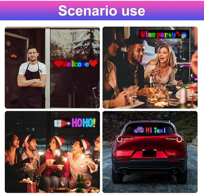 Devil Eyes Light for Cars,Programmable LED Sign,LED Sign for Car,Bluetooth APP Control,DIY Design Text, Patterns, Animations(15"x 4")