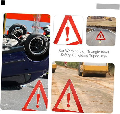 4pcs Triangle Warning Sign Kit Car Safety Reflective Tripod Easy to Store for Roadside Assistance Suitable for Trucks Trailers and Road Construction