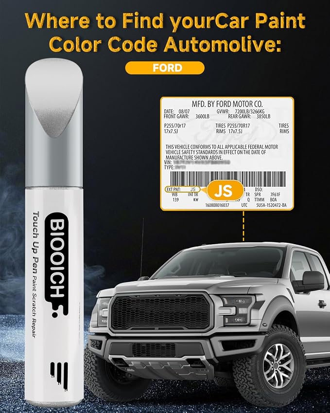 Touch Up Paint Pen Exact Color Match Car Chip and Scratch Repair (for Ford, Iconic Silver Metallic(JS/M7432A))