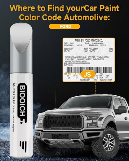 Touch Up Paint Pen Exact Color Match Car Chip and Scratch Repair (for Ford, Iconic Silver Metallic(JS/M7432A))