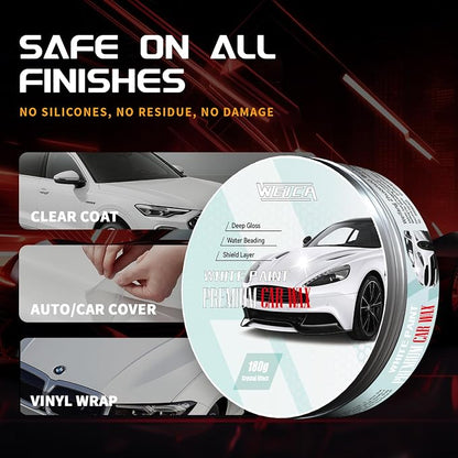 Car Wax for Light & Metallic Cars | White, Silver, Pearl | Anti-Yellowing Carnauba | 90° Water Beading & UV Shield