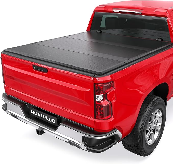 MOSTPLUS Fiberglass Tri Fold Tonneau Cover Hard Truck Bed Compatible with 2004 2005 2006 2007 Chevrolet Silverado 1500 / GMC Sierra 1500 Fleetside 5.8 FT Bed (69.3 inch) - 3-Fold Bed