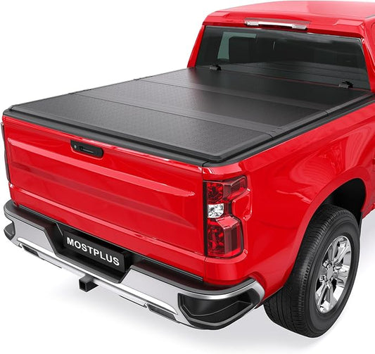 MOSTPLUS Fiberglass Tri Fold Hard Truck Bed Tonneau Cover Compatible with 2004-2012 Chevy Colorado/GMC Canyon Bed 3 Fold Fleetside On Top (6 FT Bed)