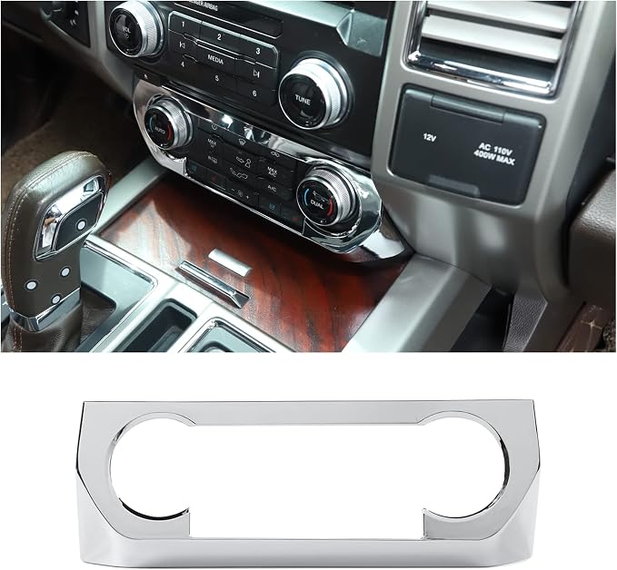 JeCar 11PCS Interior Decoration Trim Kit for Ford F150 2015-2020 Steering Wheel & Center Console Trim & Dashboard & Rear Air Conditioner Vent Cover (Chrome)