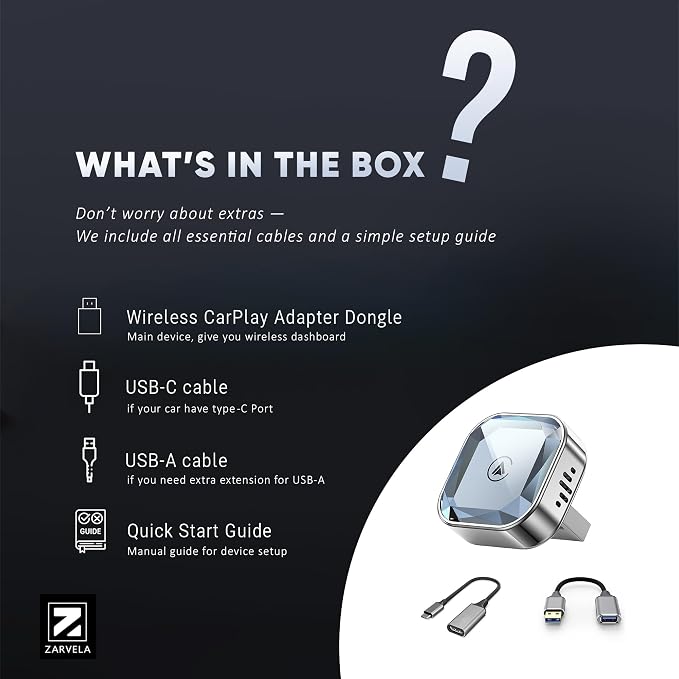 Wireless CarPlay Adapter 2026 Upgraded – 2-in-1 Suitable for Apple iPhone & Android, with Compact Size Plug-and-Play Convenience, and Fast Stable Connection for CarPlay & Android Applications (Sliver)
