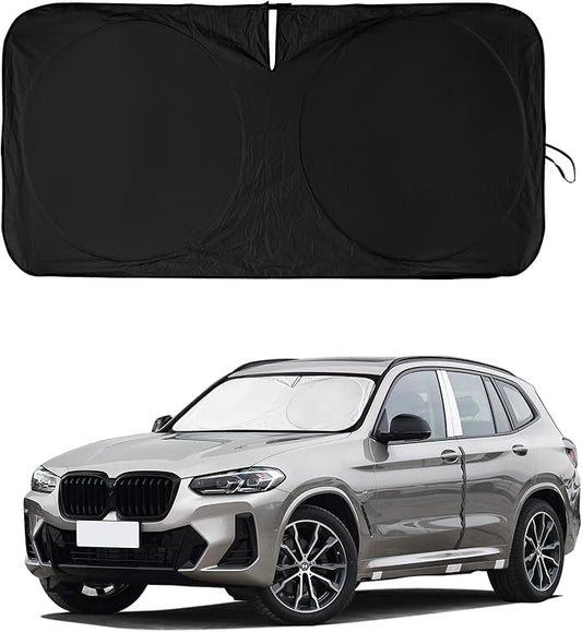for X3 2019 Windshield Sun Shade Custom Fit for 2018-2025 BMW X3 X5 Foldable Sunshade Protector for X4 X7 X6 Front Windows Cover Shield Reflective Polyester Sun Visor Cover SUV Accessories