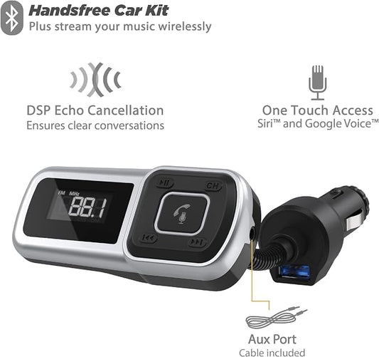 Scosche BTFMSR BTFREQ Universal Bluetooth Hands-Free Car Kit with Digital FM Transmitter and 10-Watt USB Car Charger