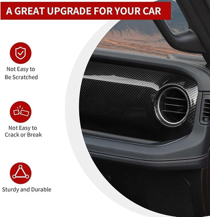 Center Console Dashboard Decorative Panel Trim Cover Kit Compatible with 2024-2026+ Jeep Wrangler JL JLU & Jeep Gladiator JT(Carbon Fiber)
