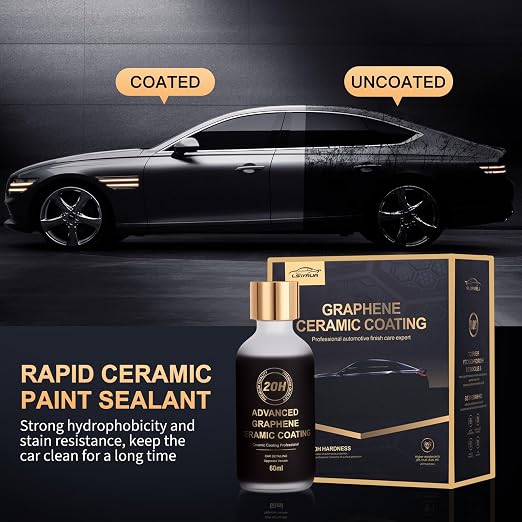 20H Advanced Graphene Ceramic Coating for Cars, Motorcycles & Boats - Self-Cleaning Effect, Ultra-High Gloss, Long-Term Protection (60mL) - Car Detailing Kit