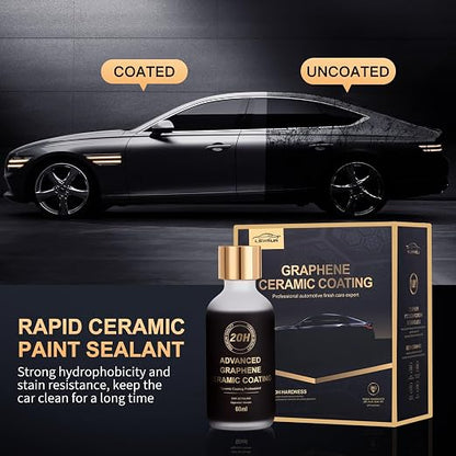 20H Advanced Graphene Ceramic Coating for Cars, Motorcycles & Boats - Self-Cleaning Effect, Ultra-High Gloss, Long-Term Protection (60mL) - Car Detailing Kit