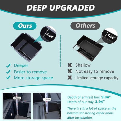 TOPINSTALL Black Center Console Organizer Tray Compatible with 2020-2026 Ford Explorer Accessories, Deep Armrest Storage Box with Coin Holder & Non-Slip Mats, 6th Gen Explorer Accessories