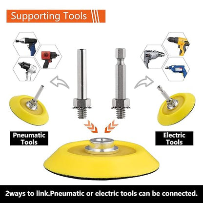 Tshya 3 inch Drill Polishing Kit Buffer Sanding Attachment Car Head Light Restore Pads with Eraser Wheel Waterproof Sanding Discs Include 240-5000# Total 122 Pack
