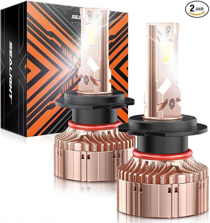 SEALIGHT H7 Led Bulbs, 900% Brightness H7 Led Light Bulbs, 6000K Cool White H7 lLght Bulbs with 25000RPM Fan, Plug and Play ATV/UTV, 10-Year Extended Lifespan IP68 Waterproof, Pack of 2