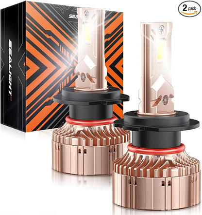 SEALIGHT H7 Led Bulbs, 900% Brightness H7 Led Light Bulbs, 6000K Cool White H7 lLght Bulbs with 25000RPM Fan, Plug and Play ATV/UTV, 10-Year Extended Lifespan IP68 Waterproof, Pack of 2