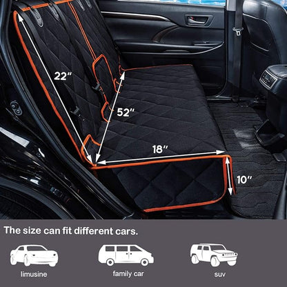 petalage Car Seat Protector, 52” x 50“ for for Familay Car & Regular SUVs, 600D Heavy Duty Car Seat Cover Waterproof Dog Car Seat Cover for Back Seat, Scratch Proof Nonslip Seat Cover for Dogs in Car