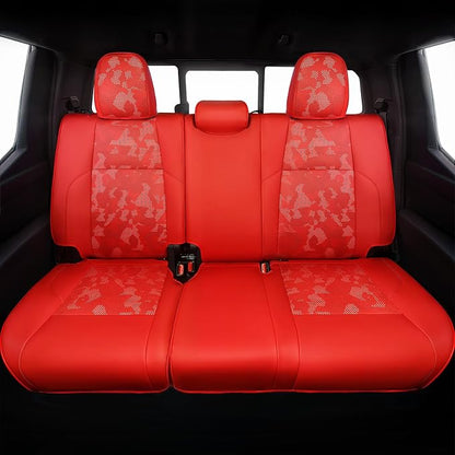 Carlimeki Leather Seat Covers Custom Fit for Tacoma Gen 4th (2024-2026) Double Cab, for SR, SR5, TRD PreRunner, TRD Sport, TRD Off-Road, Limited, Trailhunter - Armrest Covers Included - Fully Covered