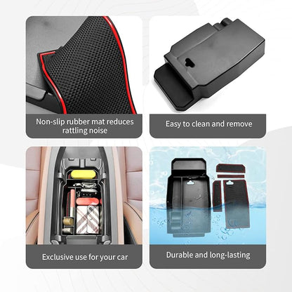 CDEFG 2023 2024 2025 2026 CX-50 Center Console Organizer Tray for 2023-2026 Mazda CX-50 Armrest Tray CX50 Central Consola Organizer Storage Box 2025 2026 Mazda CX50 Accessory (Red)