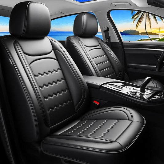 Ranger Car Seat Covers Custom Fit for Ford Ranger 2019-2025 2026, Full Coverage Leather Waterproof Breathable Seat Covers Full Set, Automotive Seat Protectors, Airbag Compatible(5 Seats, Black)