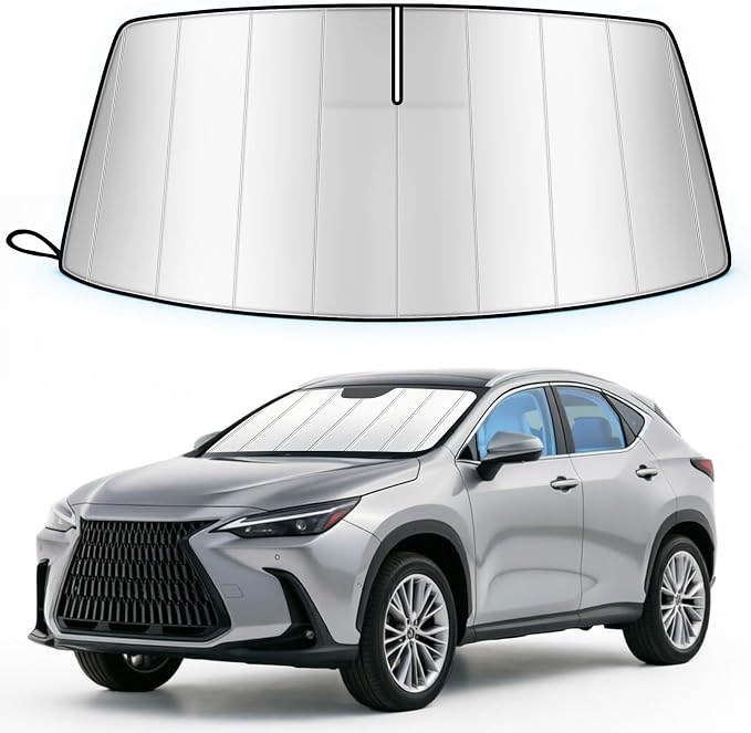 Windshield Sun Shade for Le-xus NX NX250 NX350 NX350h NX450h+ 2022-2026, Custom Fit Folding Design Car Front Window Sunshade Sun Visor Shield Accessories, Blocks UV Rays & Heat