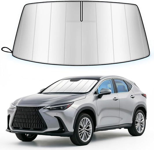 Windshield Sun Shade for Le-xus NX NX250 NX350 NX350h NX450h+ 2022-2026, Custom Fit Folding Design Car Front Window Sunshade Sun Visor Shield Accessories, Blocks UV Rays & Heat
