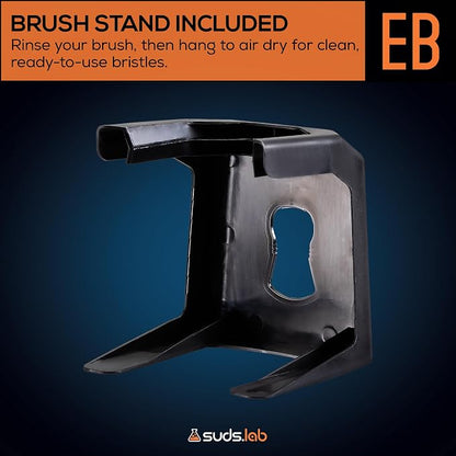 Suds Lab Elite-Bristle Boar’s Hair Car Detailing Brush – Deep Cleaning Car Detail Brush with Stand – Metal-Free, High Absorbency Detailing Tool for Scratch-Free Interior & Exterior