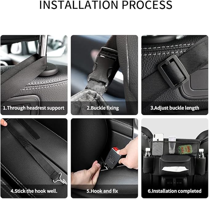 JEYODA Car Handbag Holder Between Seats Suede Large Capacity Car Purse Holder Automotive Consoles & Organizers for Document Phone Storage Car Organizer(1925-style 2 black)