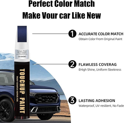 Canyon River Blue Metallic(B-640M) Car Paint Touch Up Pen for Honda, 2-In-1 Color Accurate Touch Up Car Scratch Repair Paint Match Honda Series Automotive Scratch Remover for Nicks & Chips Repair