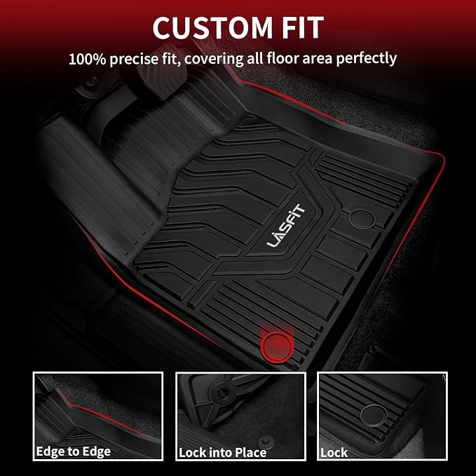 LASFIT Floor Mats & Cargo Mat for Nissan Rogue 2021-2026 (Not Fit Rogue Sport), Custom Fit All Weather TPE Floor Liners for Nissan Rogue S/SV/SL/Platinum 2021-2026 Full Set Car Mats & Trunk Mat, Black