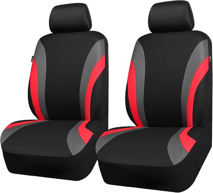 CAR PASS Line Rider Sporty Front Seat Covers,Red Car Seat Covers Two Front Seats Only, Airbag Compatible,Universal Fit Sedans,Cars,Vans,SUV,Truck(Black and Red)