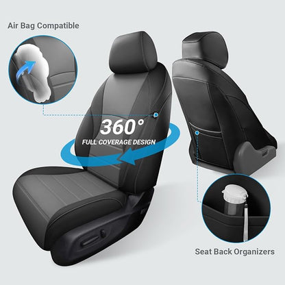 Custom for Honda Accord Seat Covers 2023 2024 2025 2026 EX,SE,EX-L,Sport-L,Touring & 2023-2026 (Hybrid) Sport,Touring,EXL,Sport-L, (Rear Row W/40/60 Split Backrest) - Black Grey