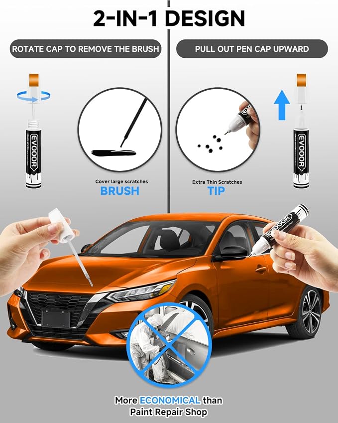 Touch Up Paint Compatible with Nissan Exact Match 2 in 1 Touch up Paint for Chips and Nicks Repair (Monarch Orange Metallic(EBB) Compatible with Kicks/Rogue-Sport/Sentra/Titan/Titan-XD/Versa/Versa-Note)