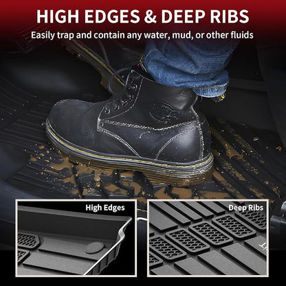 LASFIT Floor Mats for Jeep Grand Cherokee L 2021-2025 2026 (ONLY for 6 Seaters Without Center Console) All Weather Custom Fit Car Floor Liners Trunk Mat Accessories Black