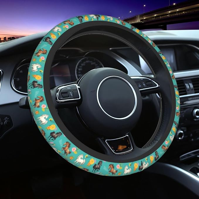 Horse Steering Wheel Covers Non Slip Neoprene Universal 15 Inch Steering Wheel Protector Car Cover for Men Women