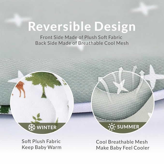 Generic Infant Car Seat Insert Compatible with Mamaroo Swing & Graco Swing and Infant Car Seat, Newborn Insert Baby Head Body Support, Reversible Design, Breathable Soft Fabric, 1Pcs - Green Forest