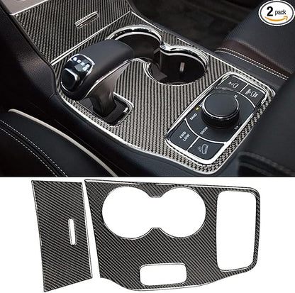 YOCTM for Jeep Grand Cherokee 2014 2015 Interior Accessories Black Real Carbon Fiber Center Console Cup Holder Cover Trim