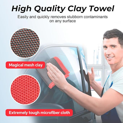 ARTIPOLY Clay Decontamination Towel 2pack- Professional Detail Products - Proven Cleaning & Release of Paint Contaminants; Increase Wax & Sealant Bond; Enhance Paint Gloss & Color; Fine Grade (12x12”)