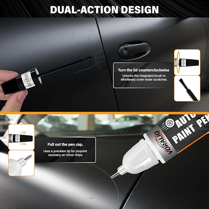 Touch Up Paint for Cars, 3-Pack - Matte Black Car Scratch Repair Pen, Color Accurate Automotive Touch Up Paint, Long-Lasting Scratch Resistance, Fast-Drying & User-Friendly, Safe & Water-Resistant for Automotive & Household Touch-Ups