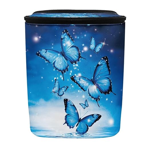 BIGCARJOB Blue Butterflies Car Trash Bin for Back Seat Car Interior Accessories Waste Basket Storage for Vehicle Truck,Women Girls Travel Camping Picnic Lage Trash Can Garbage Bin