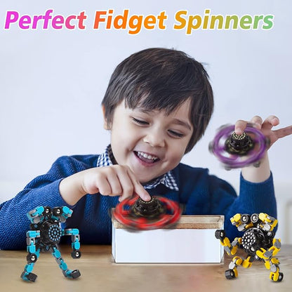 Gokeey 5 Pcs Transformable Fidget Spinners Toys for Kids and Adults, Stress Relief Sensory Toys for Boys and Girls Fingertip Gyros for ADHD Autism Quiet Airplane Travel Toys Essentials Party Favors