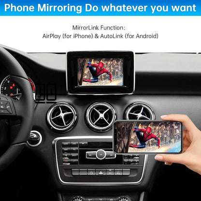 Road Top Wireless CarPlay Interface Decoder for Mercedes-Benz NTG4.5/4.7 | For C/E/GLK/ML/CLA/GLA/CLS/SLK 2012-2015 Year, Support Wireless Carplay, Android Auto, MirrorLink, AUX Required