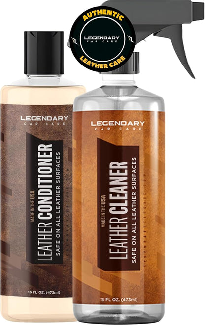 Legendary Leather Cleaner And Conditioner 16oz - Conditions, Cleans, & Protects Car Interior from UV - Multi Use Detailing Kit for Car Seats - Non-Greasy, Restores Leather