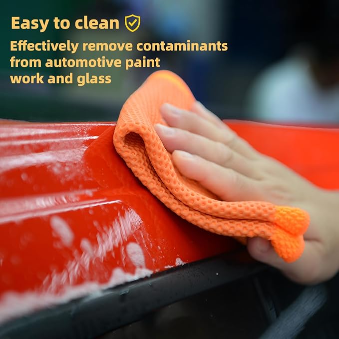 12"x12" Professional Clay Towel – Fine Grade Mesh Polymer | Requires Lubrication | Fast Decontamination for Auto Detailing, Removes Overspray, Water Spots & Iron Fallout | Scratch-Free