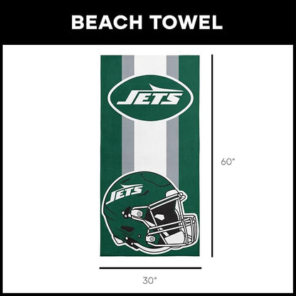 Northwest NFL New York Jets Unisex-Adult Beach Towel, 30" x 60", Zone Read