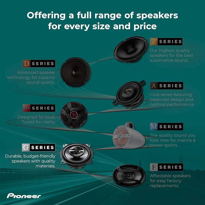 Pioneer G-Series TS-G6820S 6” x 8” 2-Way Speakers (Pair) – 250W Max, Balanced Sound + Smooth Treble, Great Stock Replacement, High-Efficiency Speaker Designed for OEM Power