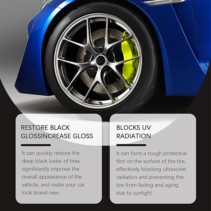 Tyre Nourish Cream,Tire Shine-Restores Deep Black Gloss & Blocks UV - Long Lasting, Non-Greasy Formula for for All Car, Truck,SUV Tires, Prevents Cracking & Aging (1p)